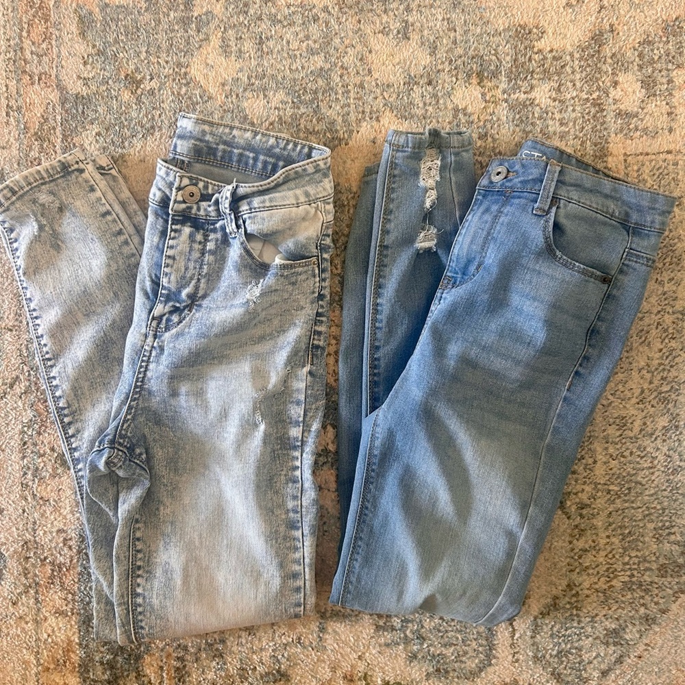Bundle (2) Vanilla Star High Rise Skinny Jeans | Acid Wash & Distressed Size 1